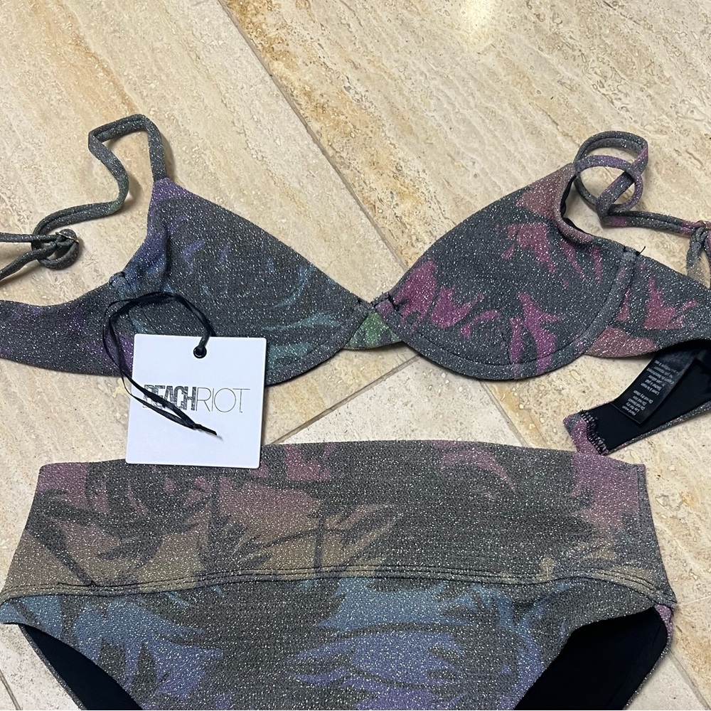 Beach Riot Glitter Bikini top Size Small Camilla is a bikini top